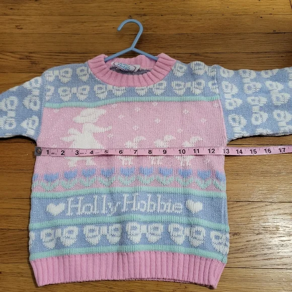 Hollie Hobby Vintage 80s Rare Kids Toddler Knit Pastel Sweater - Picture 7 of 8